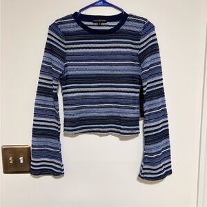 Almost Famous Blue and White Striped Knit Top